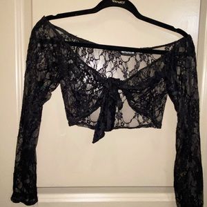 LACE CROP TIE TOP